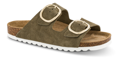 B&CO damesandal slip-in kaki 4411100342