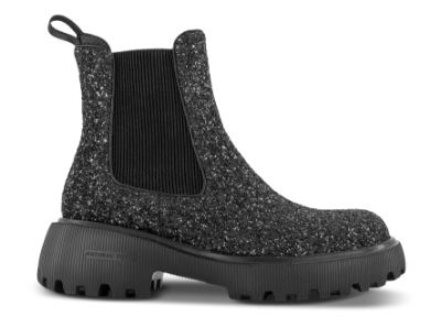 Woden Aya Glitter Chelsea Støvel Svart WS162