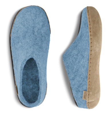 Glerups Tøfler med Skinnsåle Sky