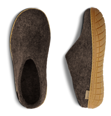 Glerups Tøfler med Naturgummisåle Brun