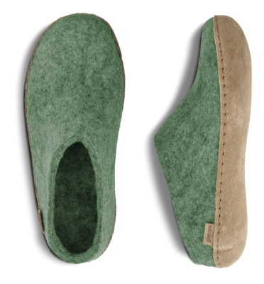 Glerups Tøfler med skinnsåle Grønn