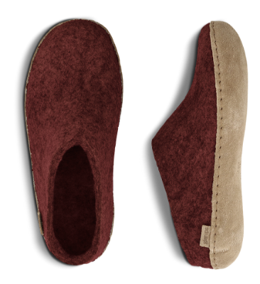 Glerups Tøffel med skindsål Bordeaux