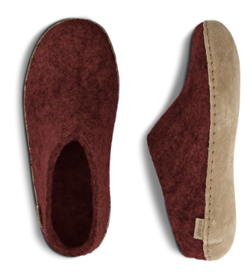 Glerups Tøffel med skindsål Bordeaux
