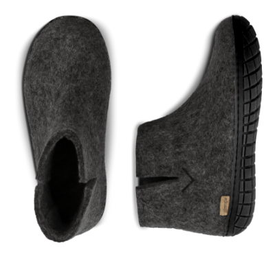 Glerups Hjemmesko med Naturgummisål Charcoal  GR02