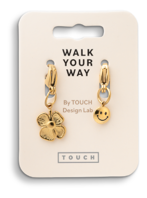 Walk Your Way Firkløver Smiley Charms Guld