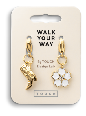 Walk Your Way Cowboystøvel Blomst Charms Gull