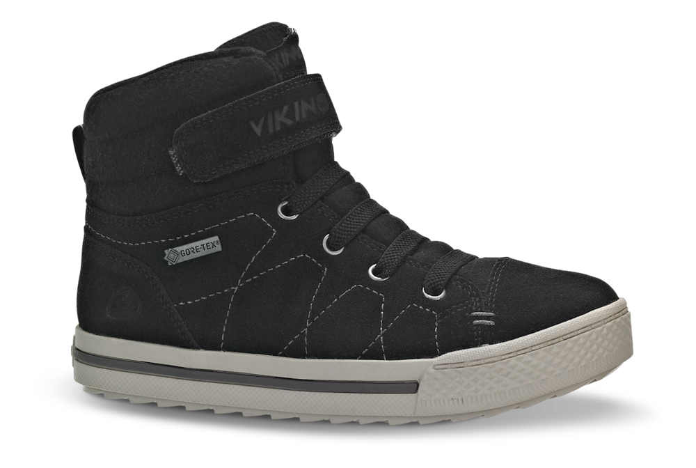 Viking Barne-sneaker Sort  - Str. 29 - Skinn/tekstil/gummi/textile